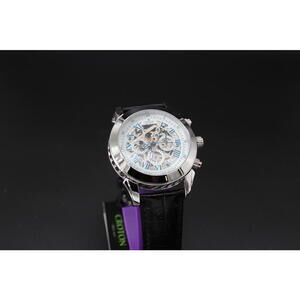 Croton Imperial Automatic Skeleton‎ Watch – Stainless Steel – Blue Roman Dial